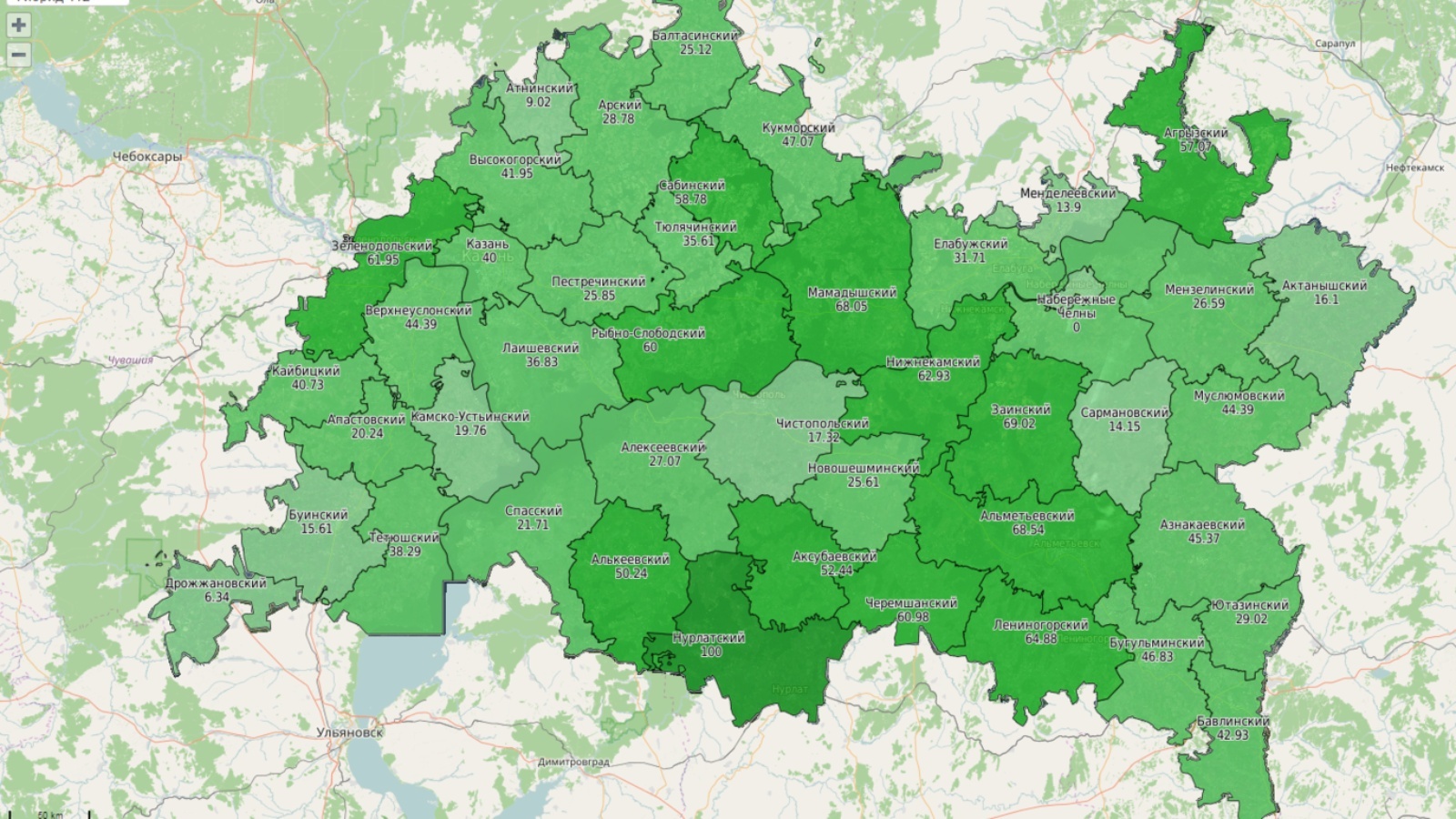 Лесная карта Татарстана